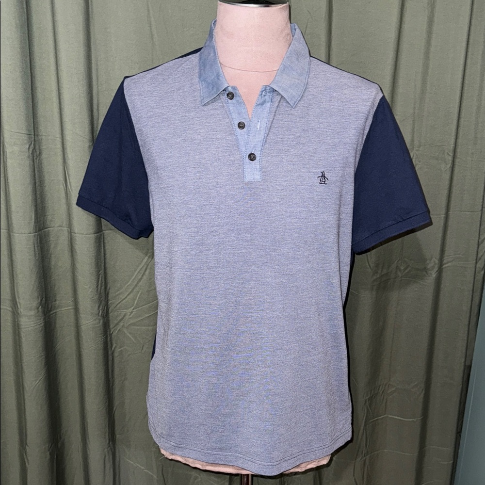 Original Penguin Polo Shirt in Light Blue and Navy